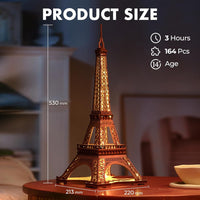ROBOTIME Rolife Night Of The Eiffel Tower Large Wooden Puzzle With 4 Light Shows For Gift TGL01